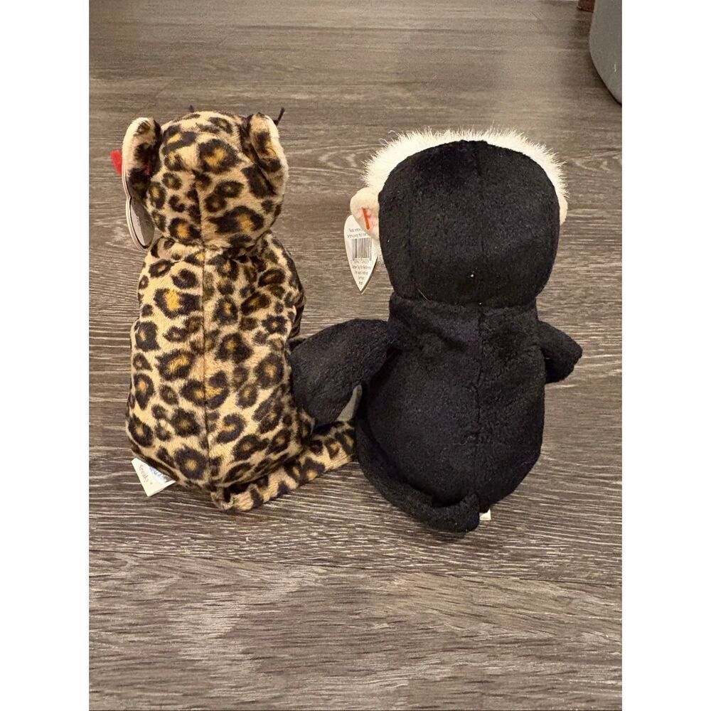 TY Beanie Babies 1998 - 2000 Lot Of 2 Monkey & Leopard Stuffed Animals Vintage - Picture 3 of 5